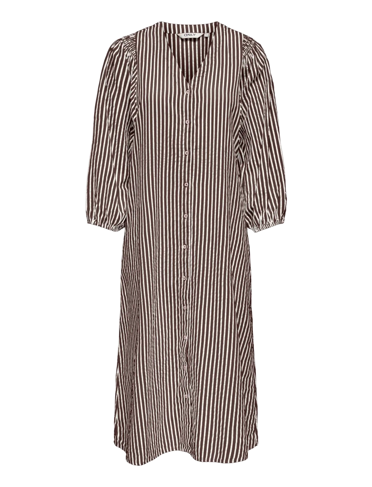 ONLY ONLROLLY L/S MIDI STRIPE DRESS CS WVN - Midikleider - CHOCOLATE MARTINI / multi