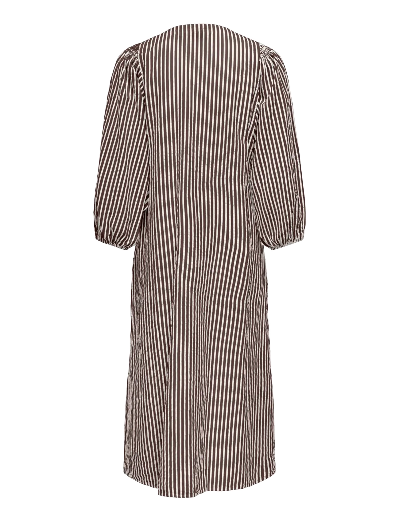 ONLY - ONLROLLY L/S MIDI STRIPE DRESS CS WVN - midi kjoler - chocolate martini - 1