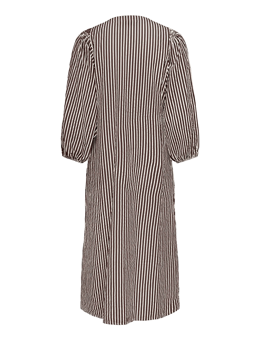 ONLY - ONLROLLY L/S MIDI STRIPE DRESS CS WVN - midi kjoler - chocolate martini - 1