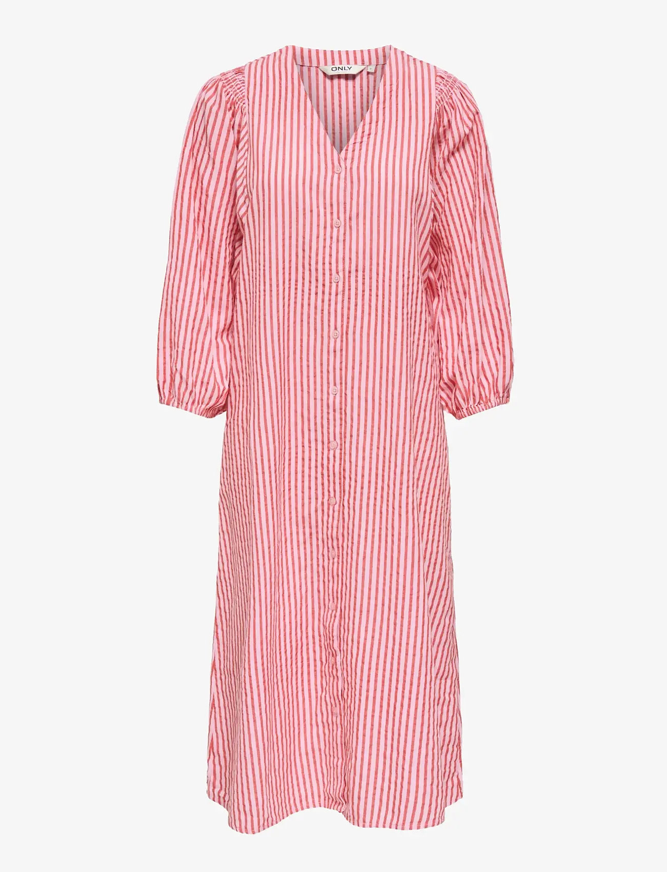 ONLY - ONLROLLY L/S MIDI STRIPE DRESS CS WVN - midi kjoler - high risk red - 0