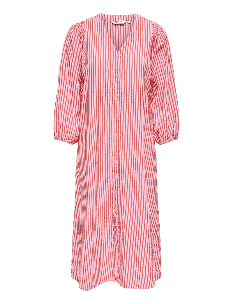 ONLY - ONLROLLY L/S MIDI STRIPE DRESS CS WVN - midi kjoler - high risk red - 0
