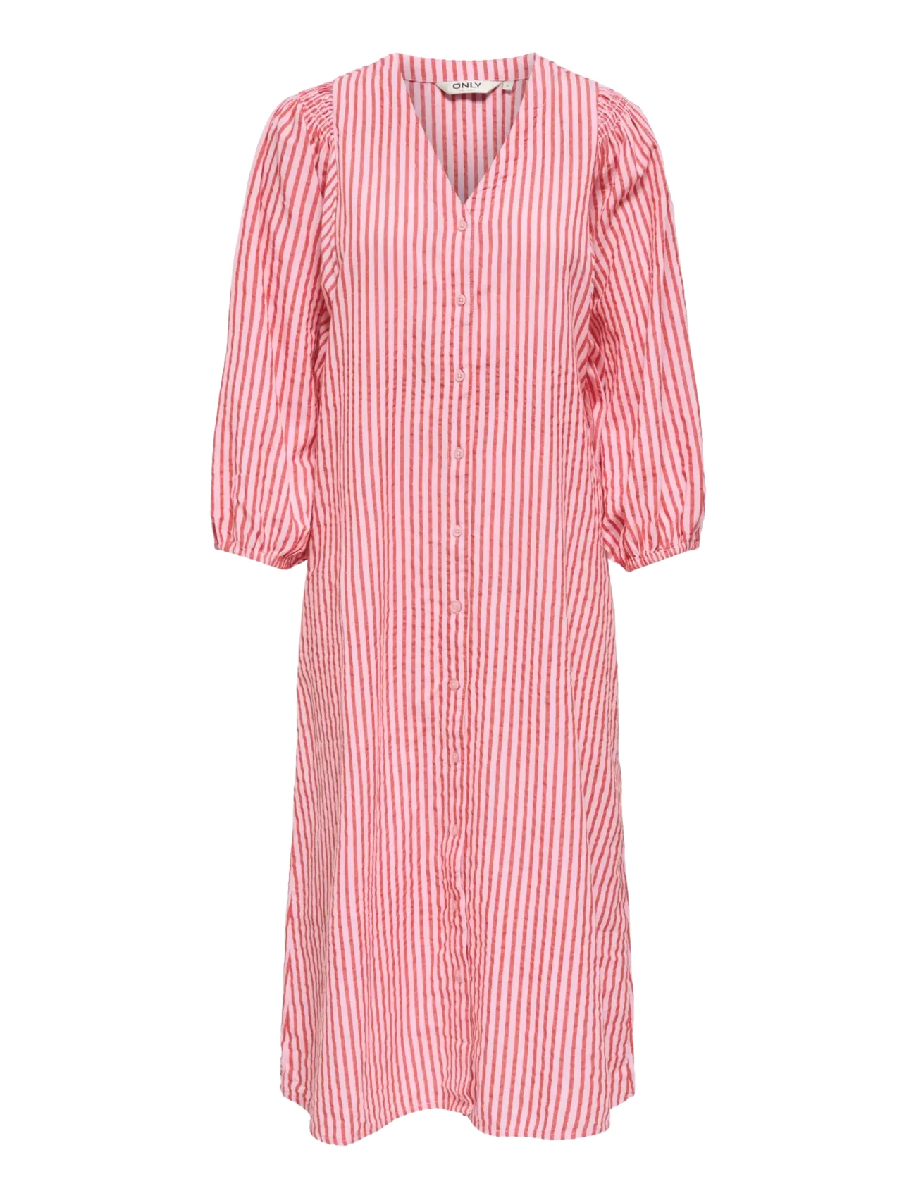 ONLY ONLROLLY L/S MIDI STRIPE DRESS CS WVN - Kleider - HIGH RISK RED / multi