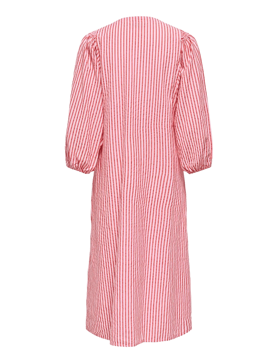 ONLY - ONLROLLY L/S MIDI STRIPE DRESS CS WVN - midi kjoler - high risk red - 1