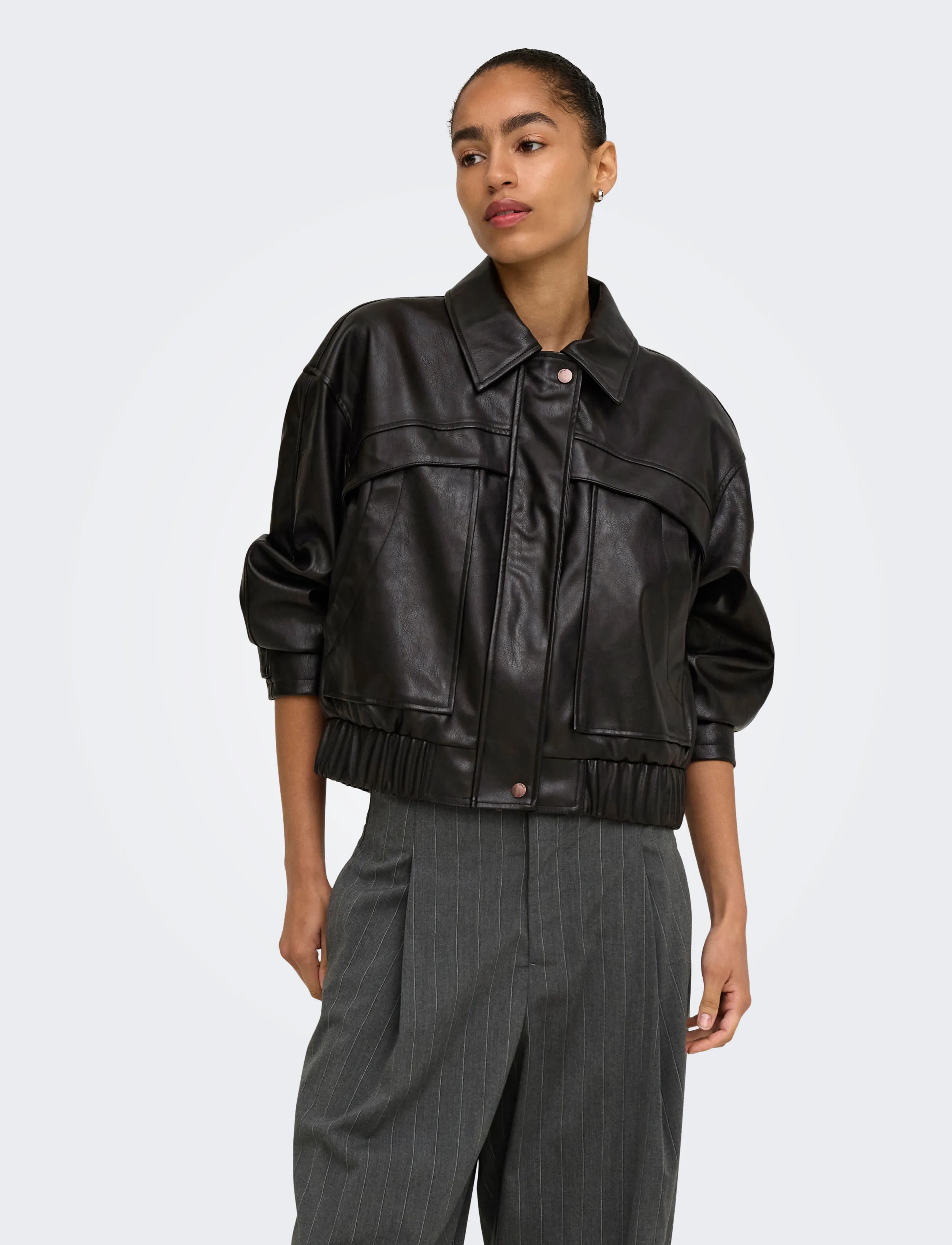 ONLY ONLMELLE FAUX LEATHER JACKET OTW - Only - CHOCOLATE TORTE / brown