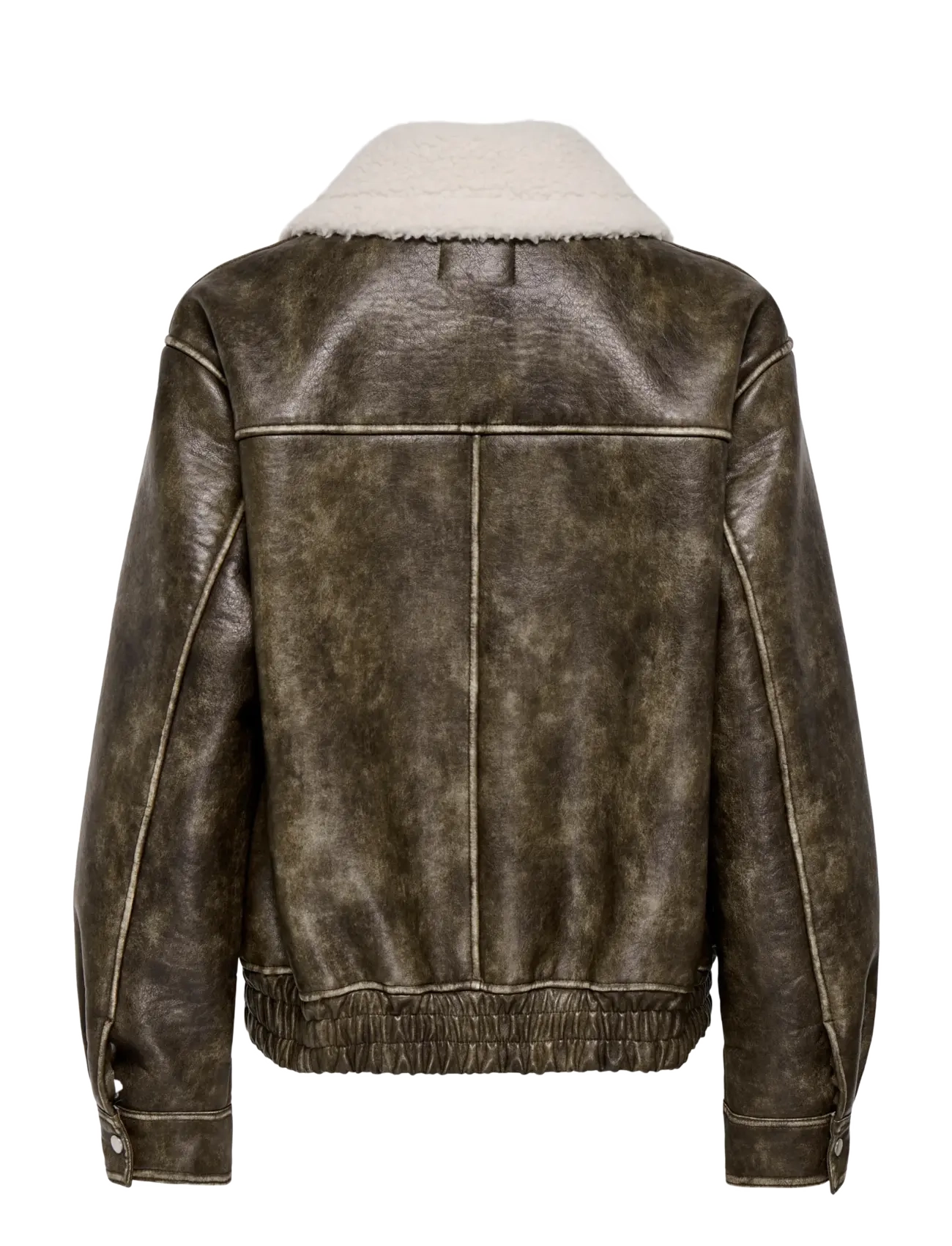 ONLY - ONLINGRID FAUX LEATHER WASHED BOMBER OTW - tunna jackor - chocolate martini - 2