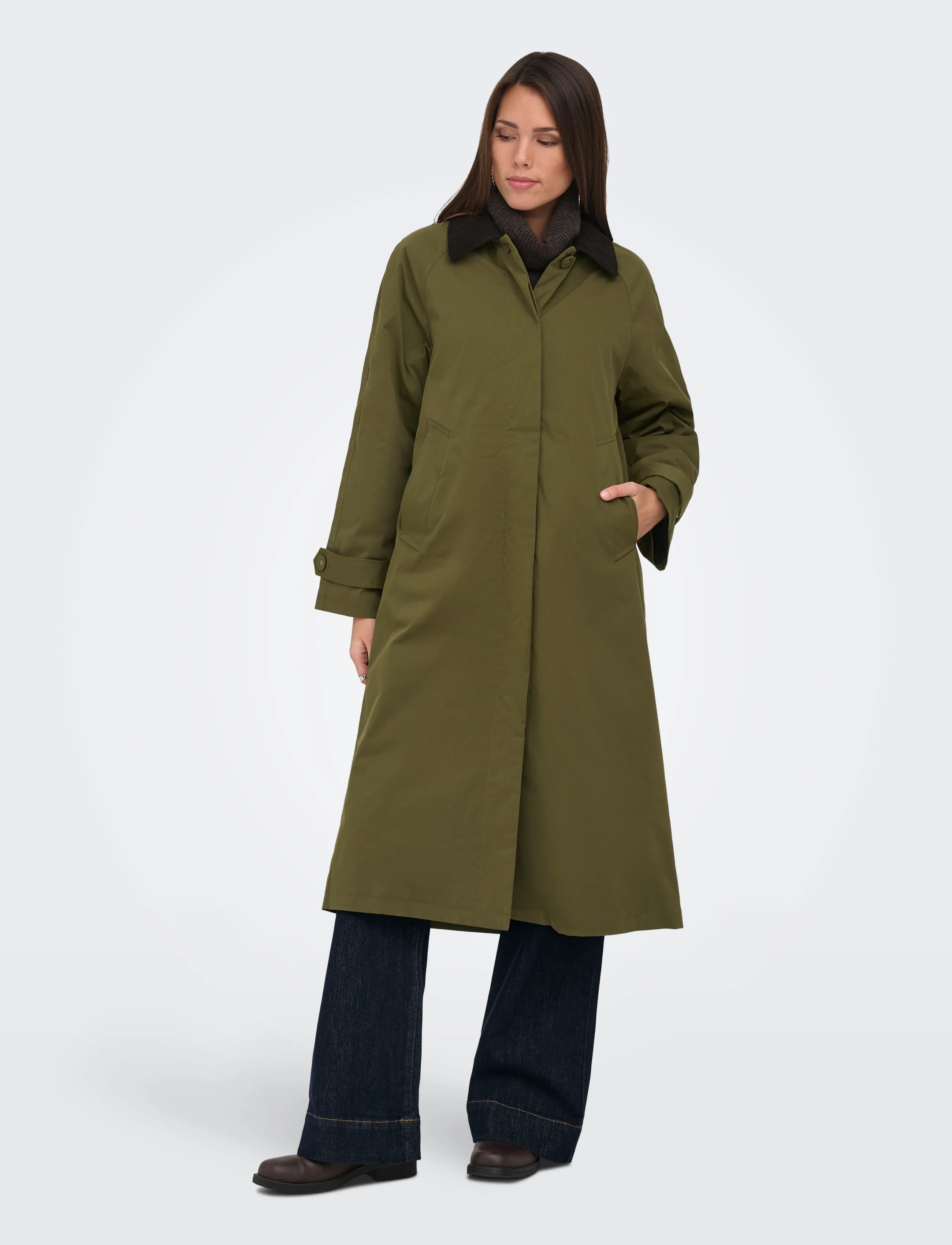 ONLY ONLORCHID CORD MIX COAT OTW - Kläder - DARK OLIVE / khaki/green