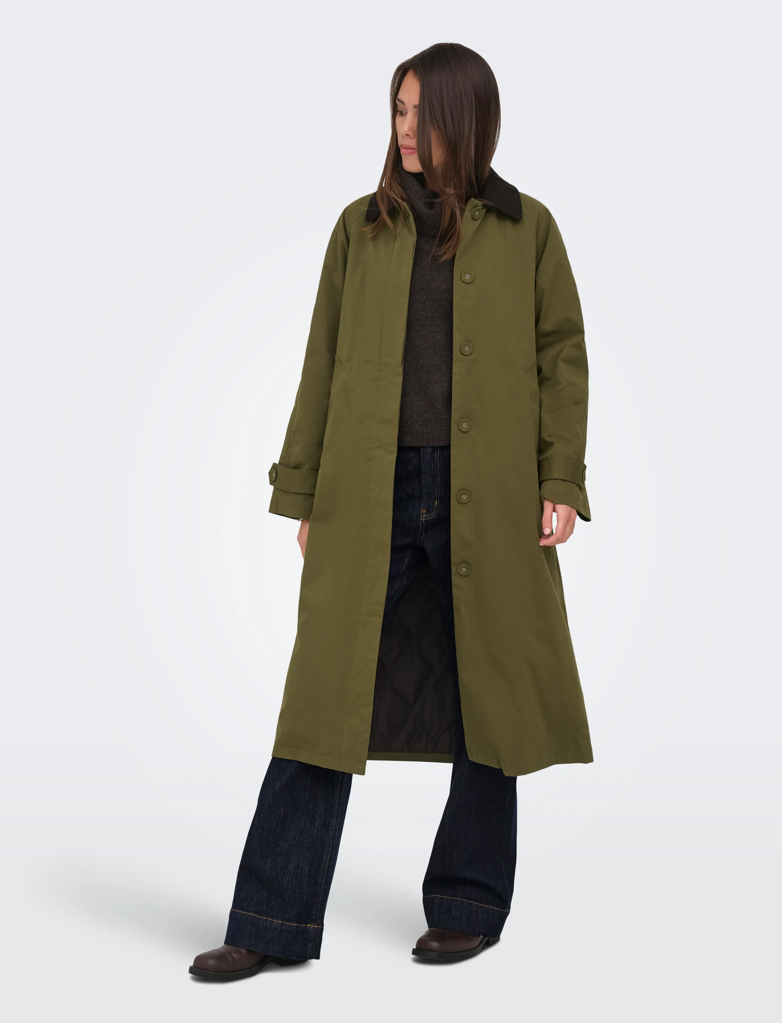 ONLY - ONLORCHID CORD MIX COAT OTW - tunna kappor - dark olive - 4