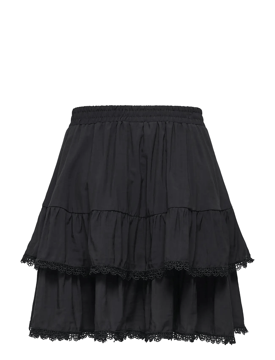 ONLY - ONLLUNA LAYER SHORT SKIRT WVN - kurze röcke - black - 1