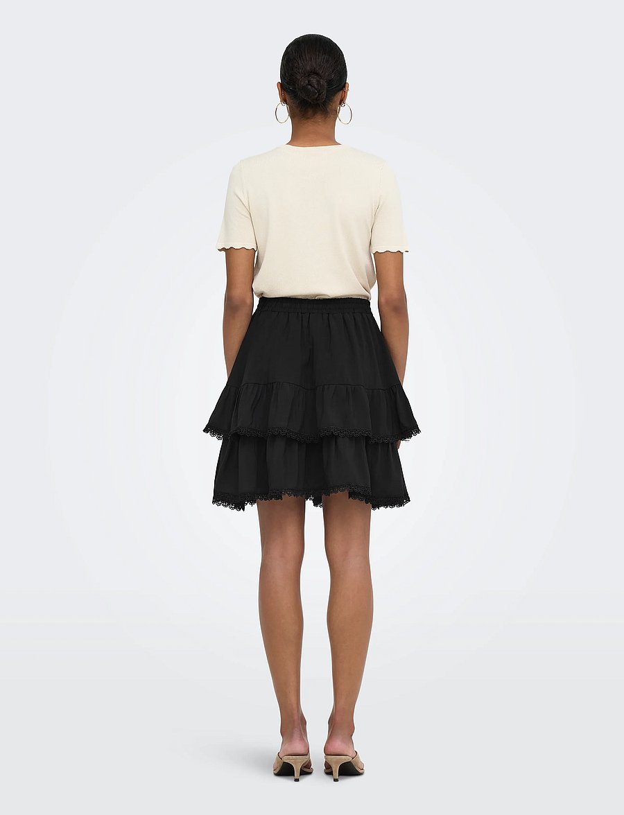 ONLY - ONLLUNA LAYER SHORT SKIRT WVN - kurze röcke - black - 3