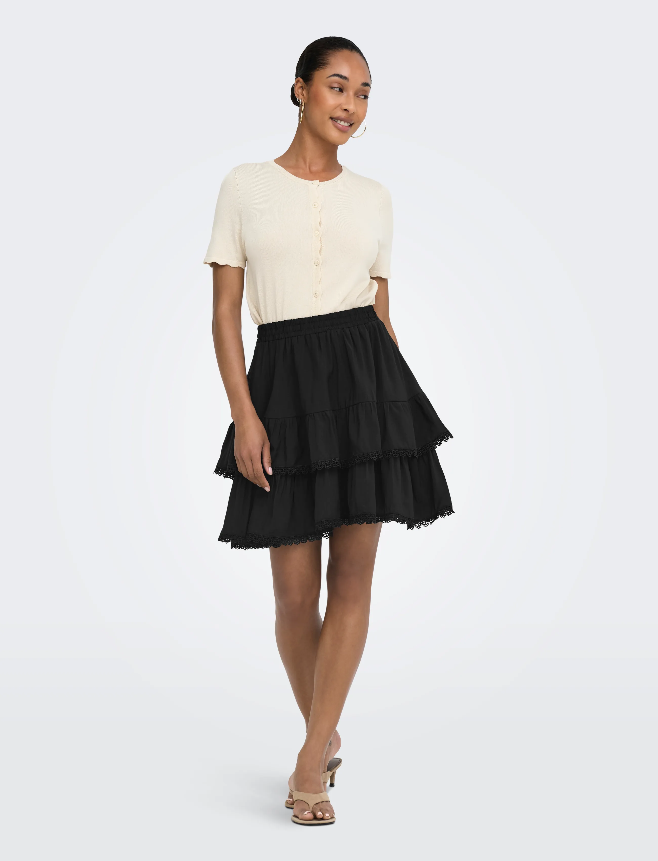 ONLY - ONLLUNA LAYER SHORT SKIRT WVN - madalaimad hinnad - black - 4