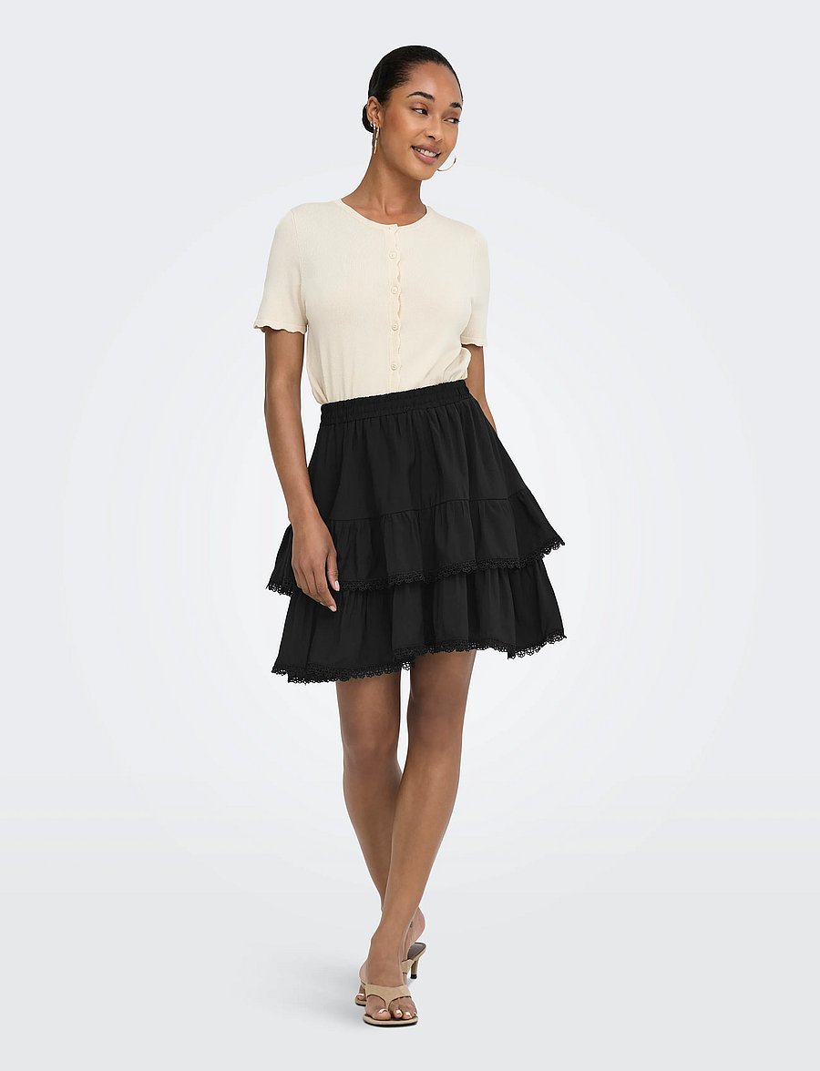 ONLY - ONLLUNA LAYER SHORT SKIRT WVN - kurze röcke - black - 4