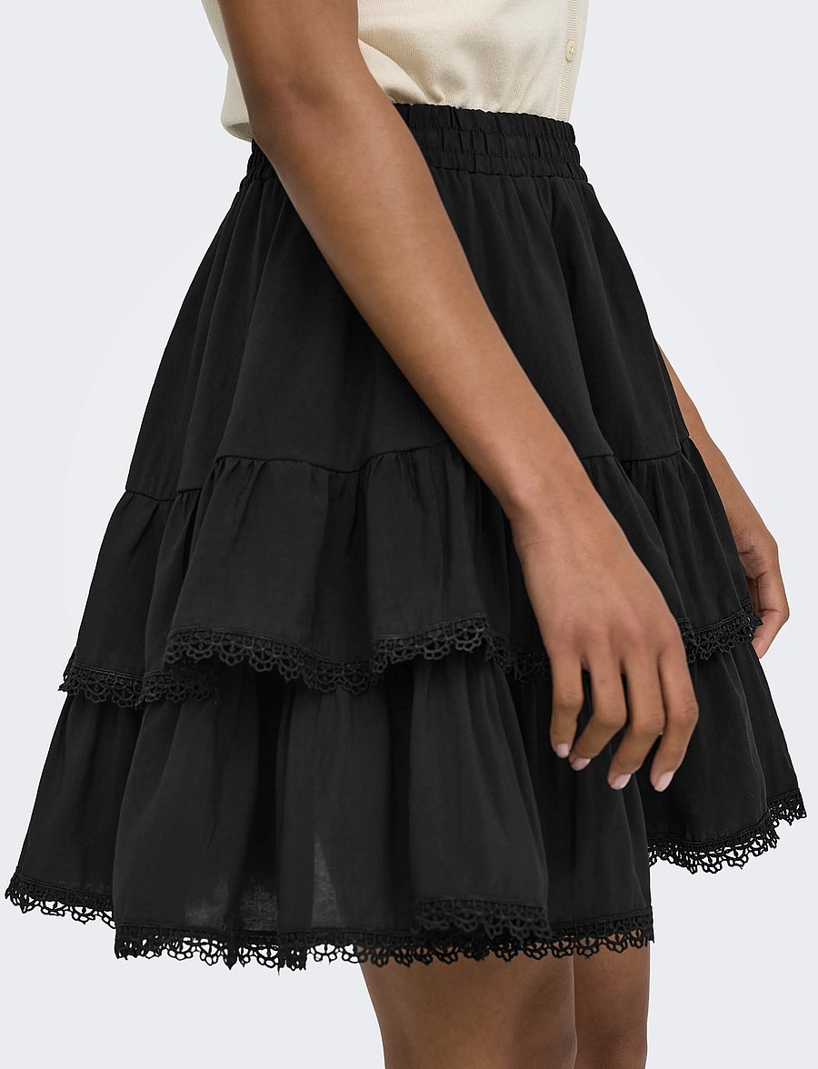 ONLY - ONLLUNA LAYER SHORT SKIRT WVN - kurze röcke - black - 5