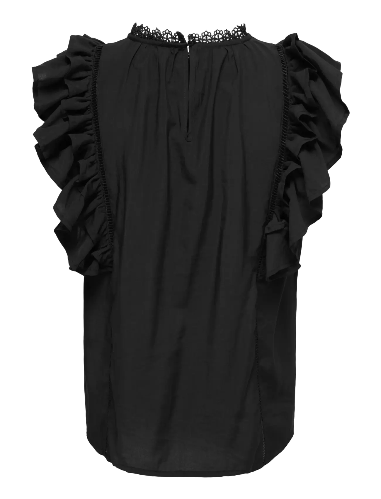 ONLY - ONLLUNA SL FRILL TOP WVN - sleeveless blouses - black - 1