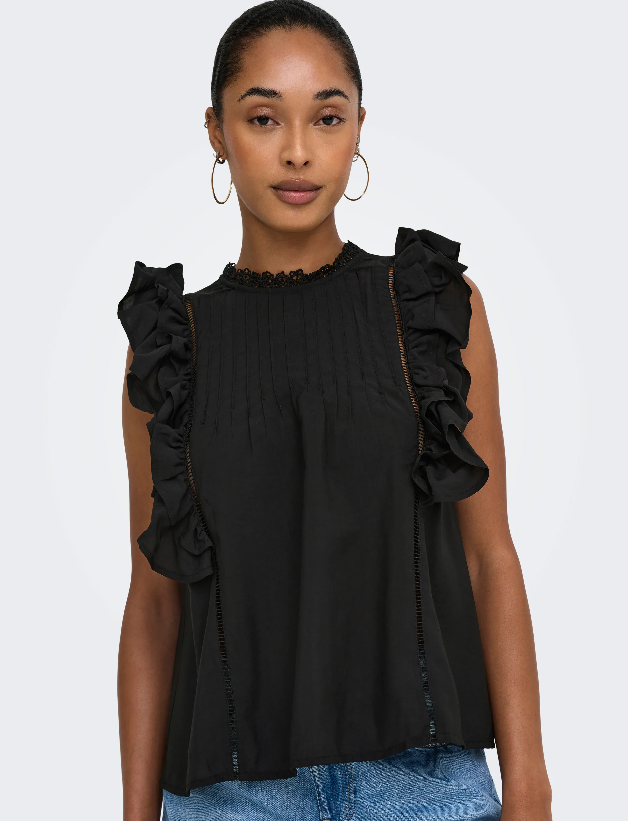 ONLY Onlluna Sl Frill Top Wvn blusar dam – bild 6