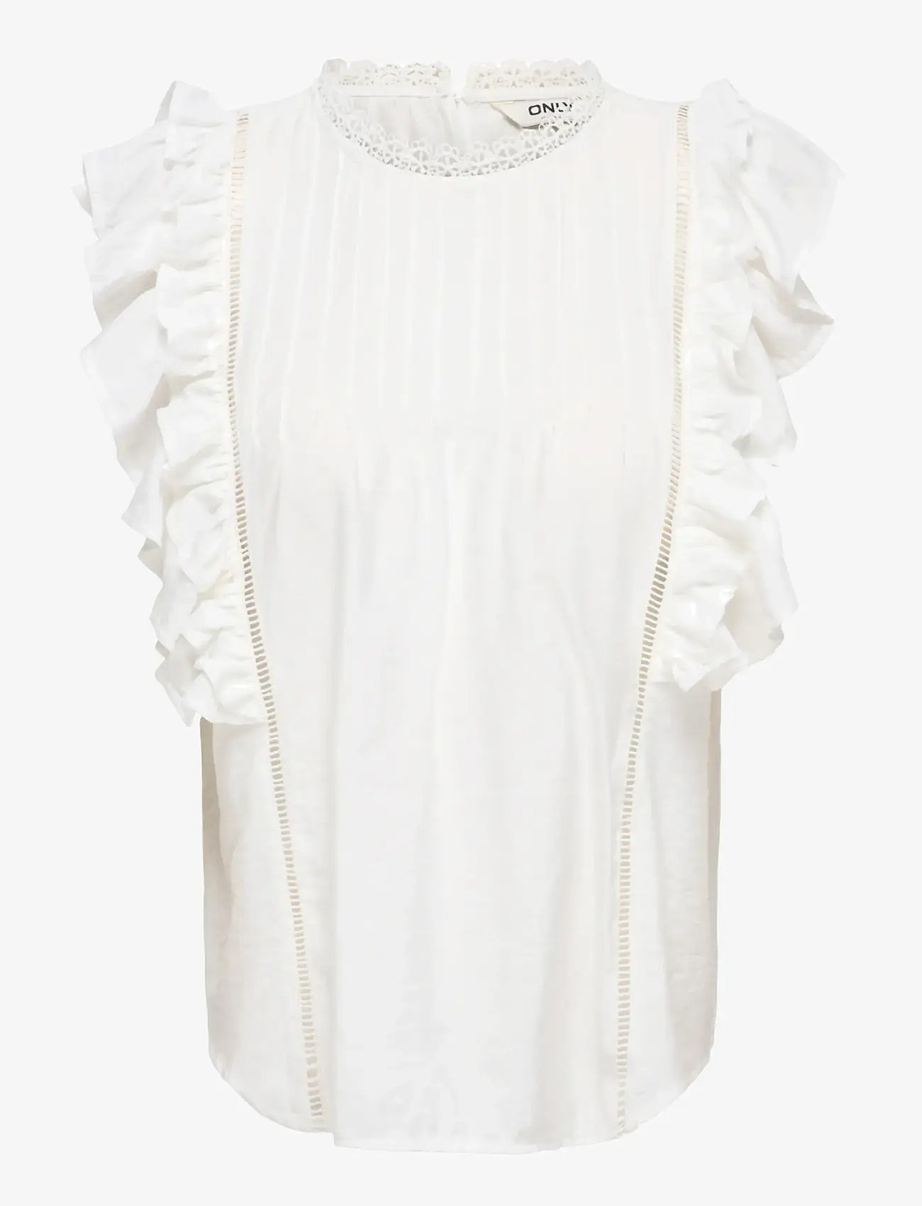 ONLY - ONLLUNA SL FRILL TOP WVN - varrukateta pluusid - cloud dancer - 0
