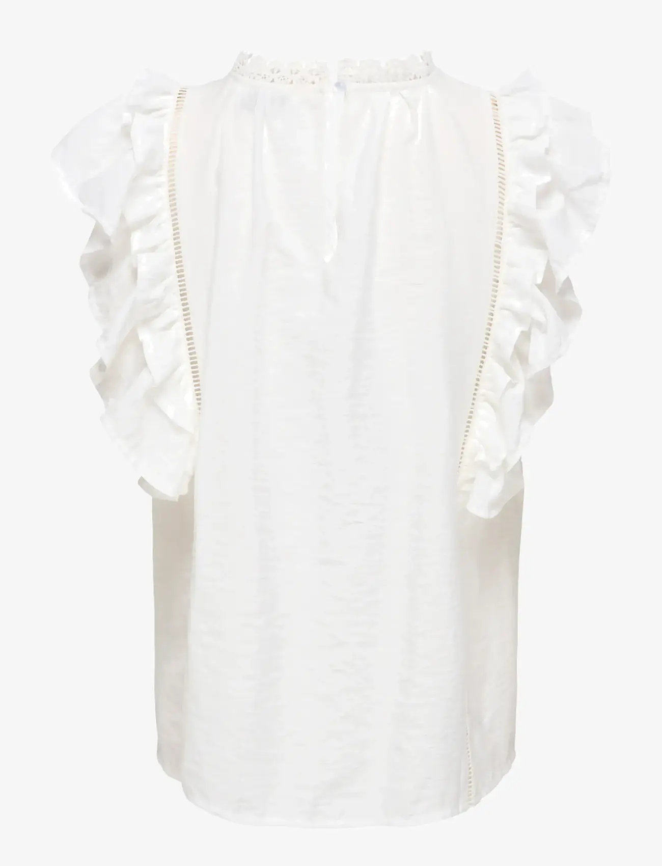 ONLY - ONLLUNA SL FRILL TOP WVN - varrukateta pluusid - cloud dancer - 1