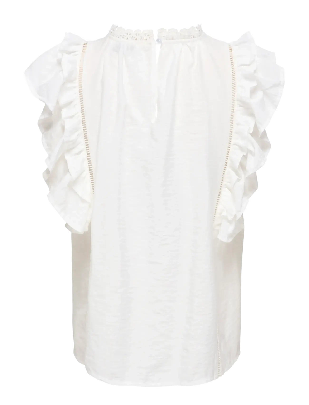 ONLY - ONLLUNA SL FRILL TOP WVN - bluzki bez rękawów - cloud dancer - 1