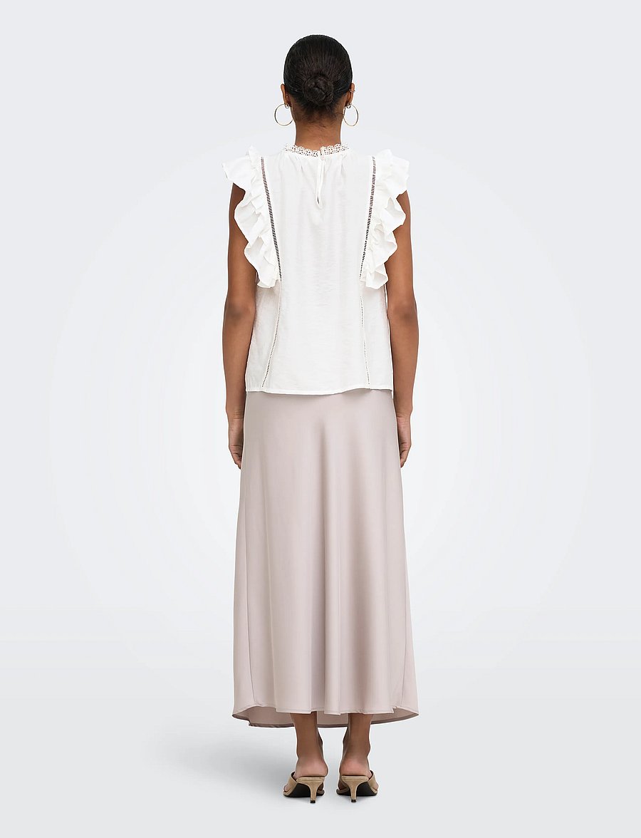 ONLY - ONLLUNA SL FRILL TOP WVN - Ärmlösa blusar - cloud dancer - 3