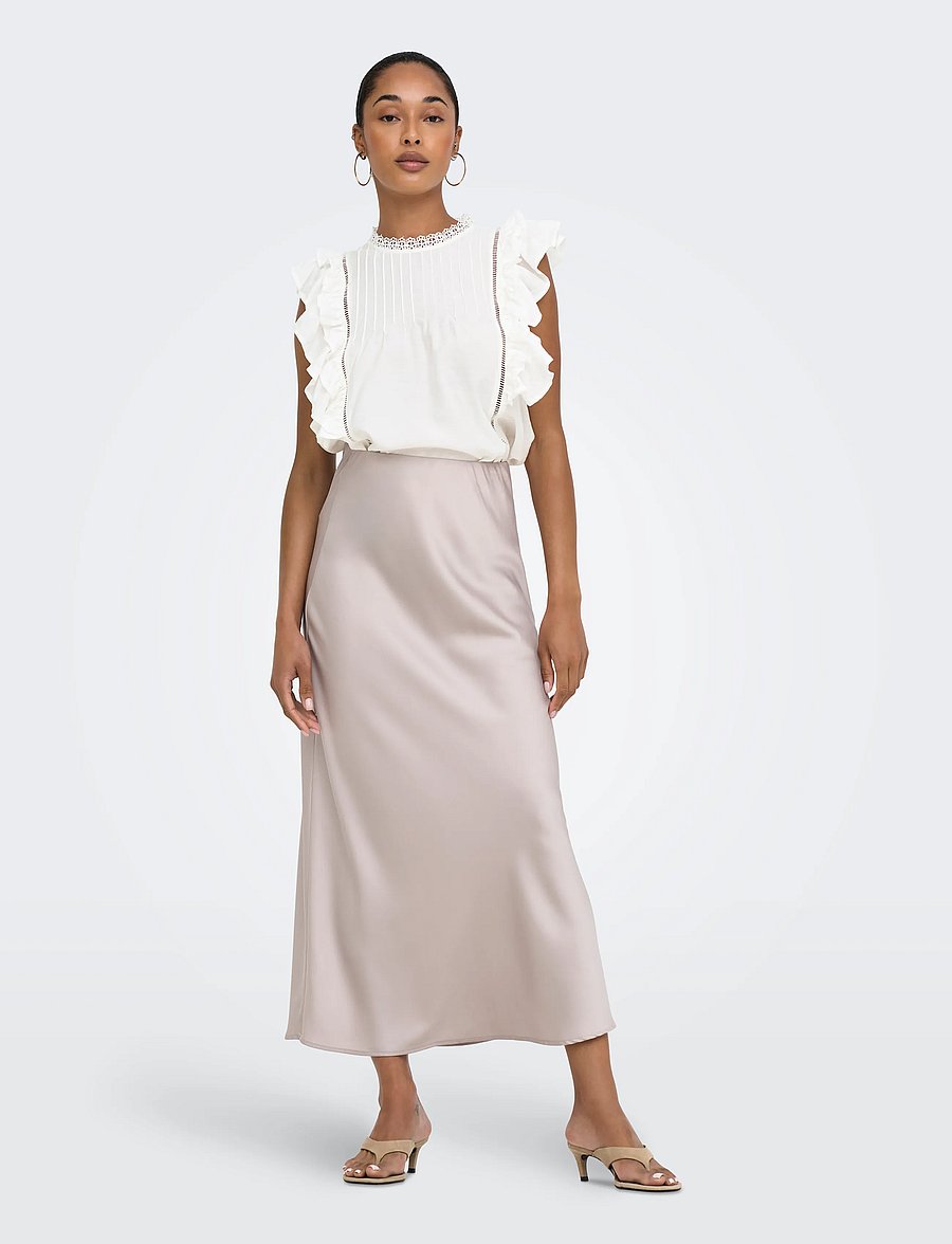 ONLY - ONLLUNA SL FRILL TOP WVN - Ärmlösa blusar - cloud dancer - 4