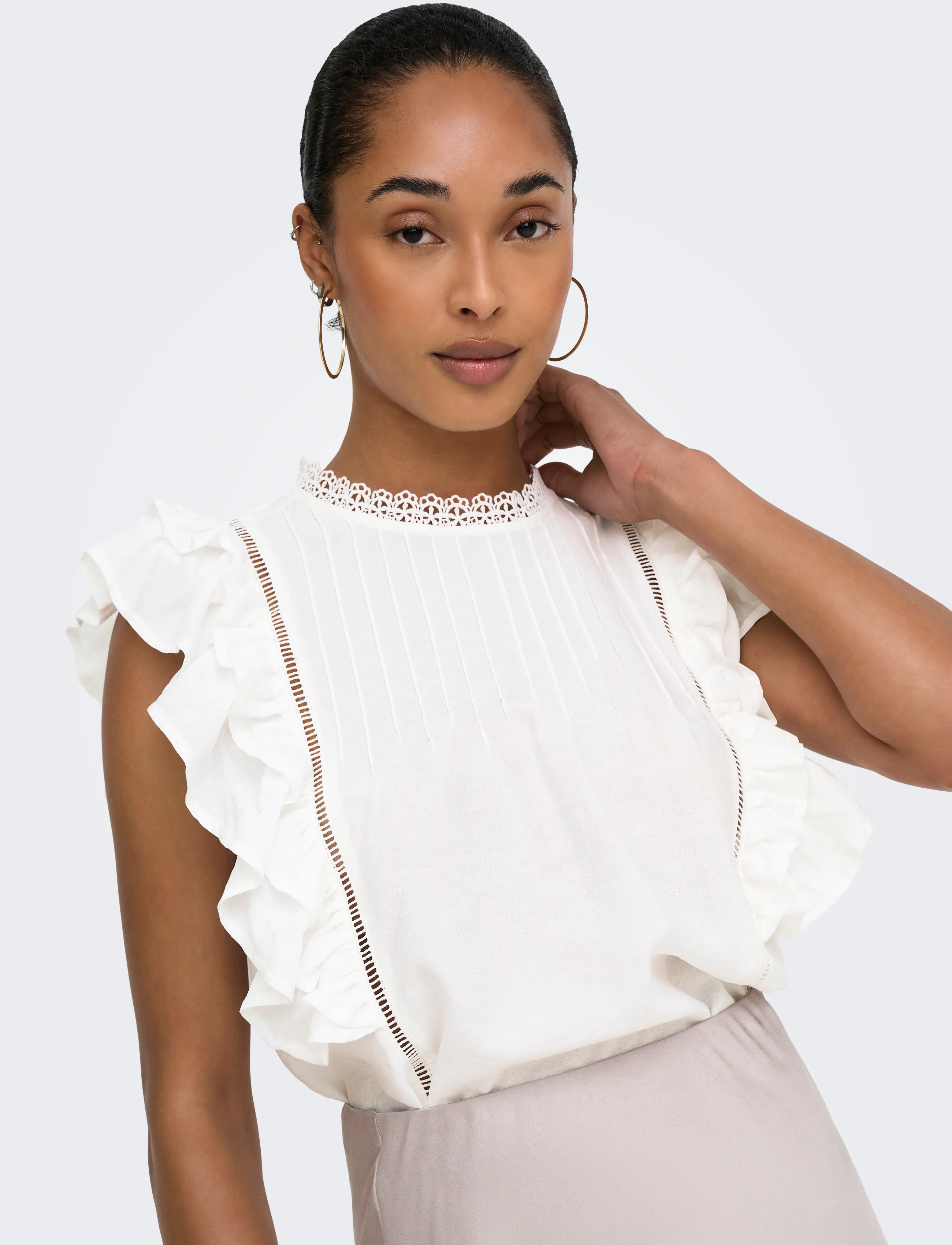 ONLY Onlluna Sl Frill Top Wvn blusar dam – bild 6