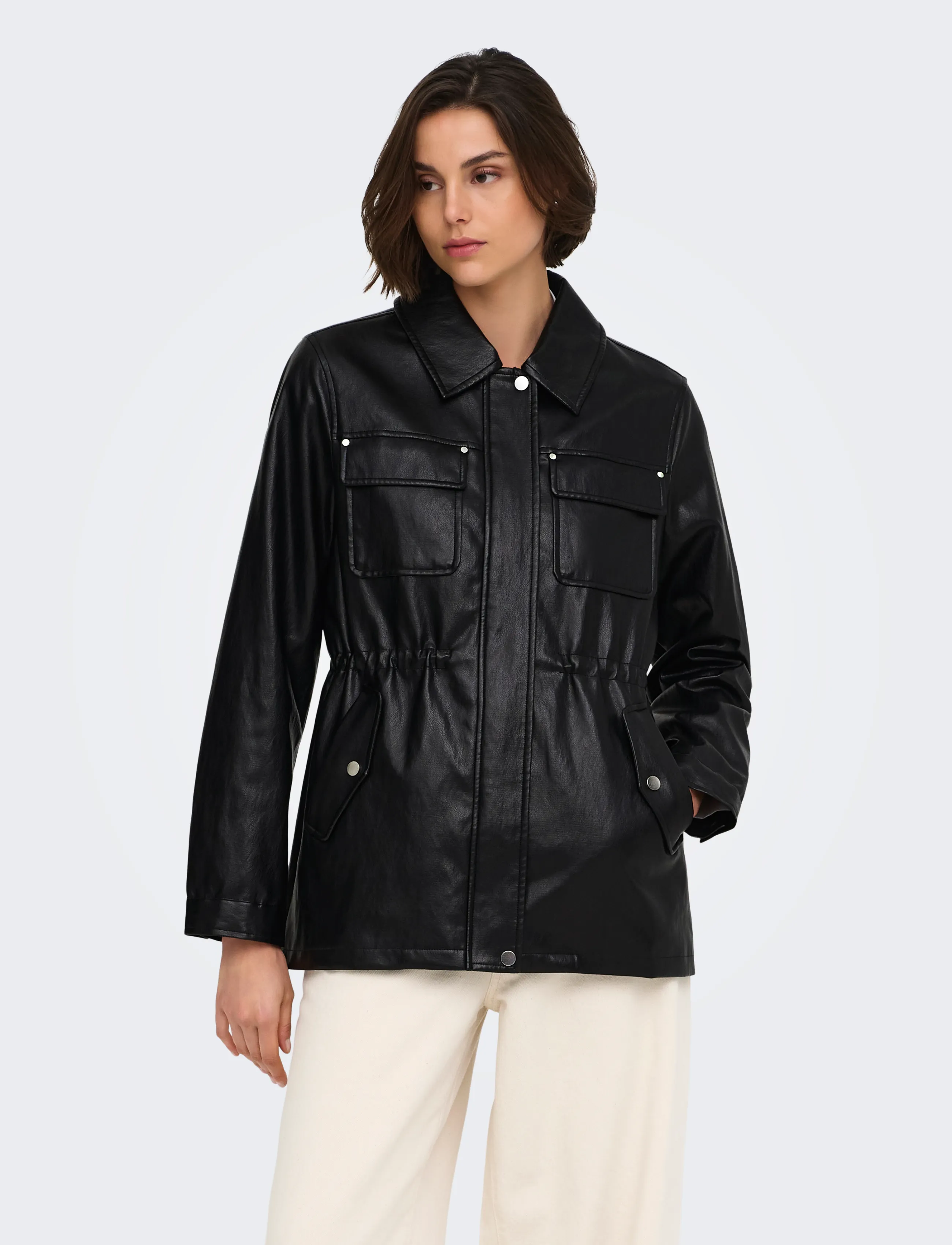 ONLY Onlmini Faux Leath String Jacket Cc Otw, S, Jackets, Schwarz - Leather, Frauen