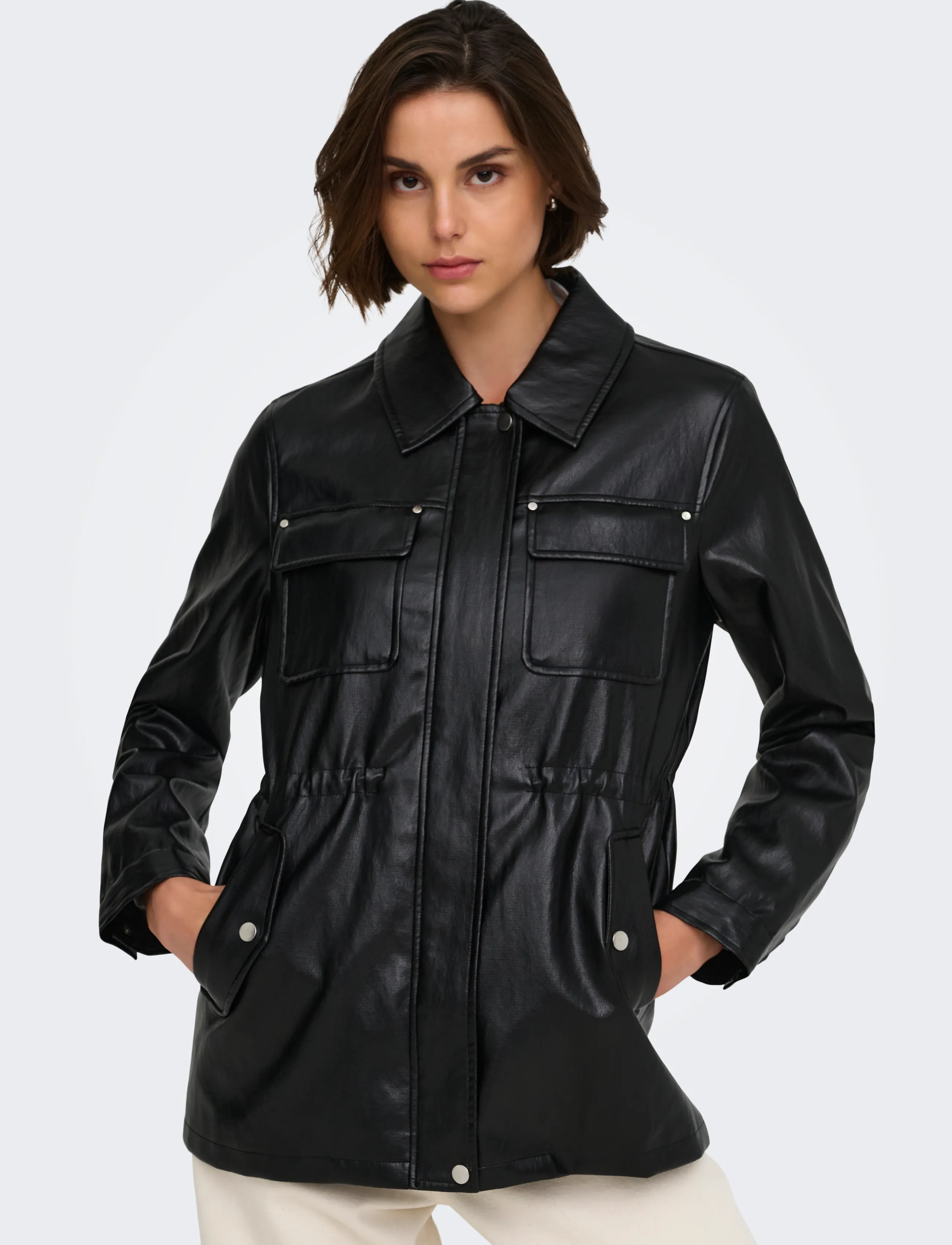 ONLY Onlmini Faux Leath String Jacket Cc Otw dam – bild 6