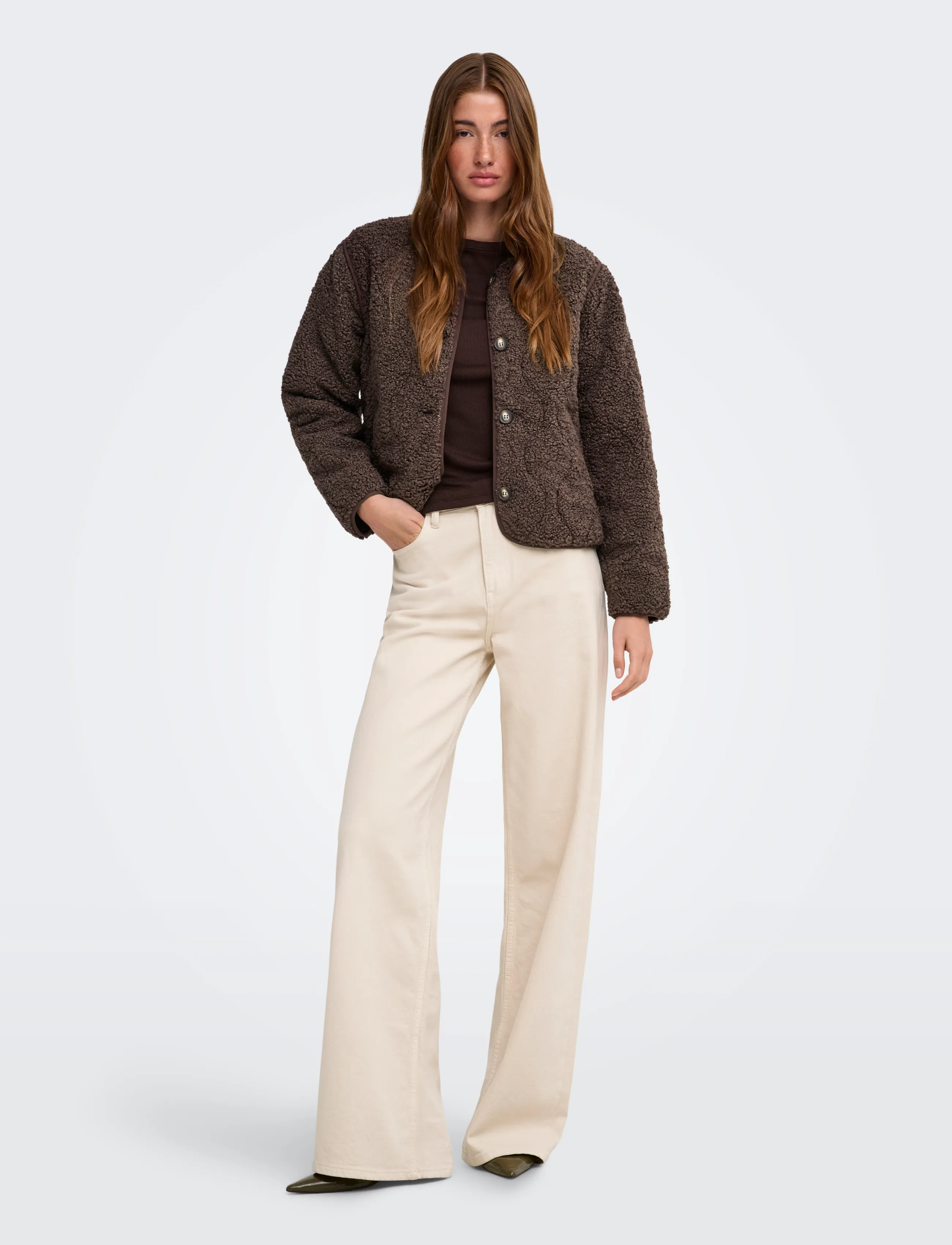 ONLY - ONLINES TEDDY JACKET CC OTW - fuskpäls - chocolate martini - 4