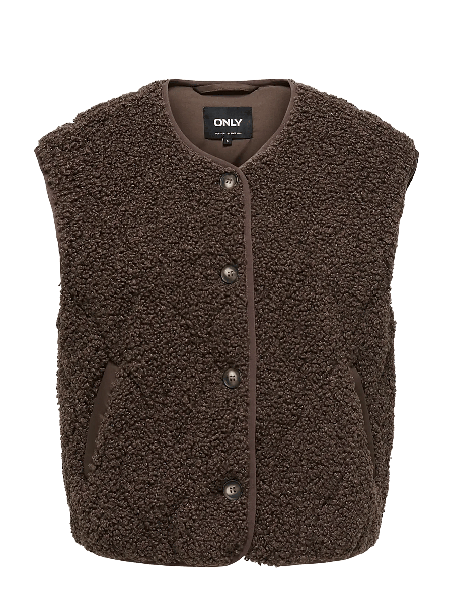 ONLY - ONLINES TEDDY WAISTCOAT CC OTW - fleece- und teddy-westen - chocolate martini - 1