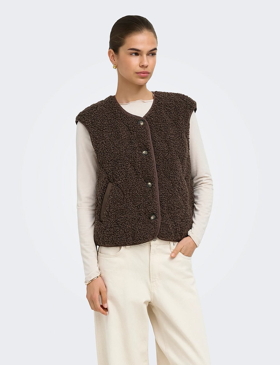 ONLY - ONLINES TEDDY WAISTCOAT CC OTW - fleece- und teddy-westen - chocolate martini - 0