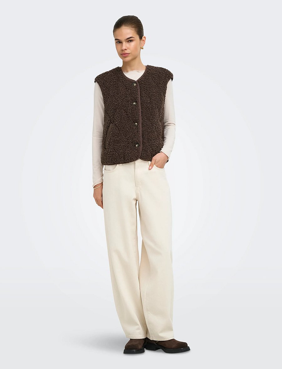 ONLY - ONLINES TEDDY WAISTCOAT CC OTW - fleece- und teddy-westen - chocolate martini - 4
