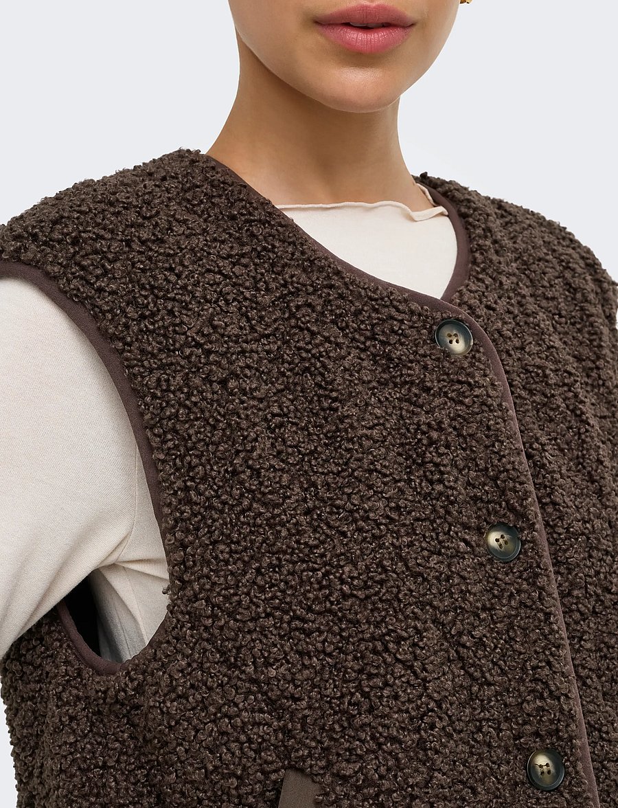 ONLY - ONLINES TEDDY WAISTCOAT CC OTW - fleece- und teddy-westen - chocolate martini - 5