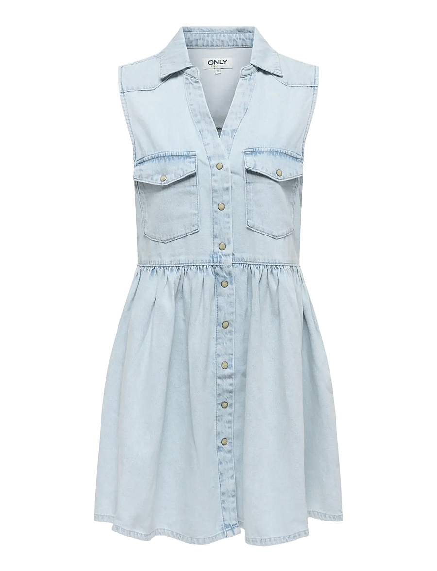 ONLY - ONLCYRUS SL SHORT DNM DRESS AKM - skjortekjoler - light blue denim - 1