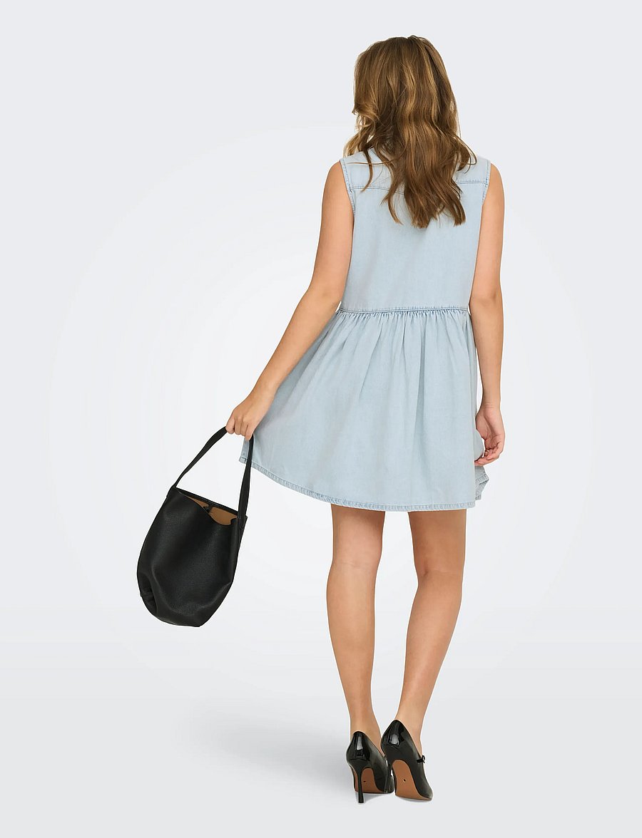 ONLY - ONLCYRUS SL SHORT DNM DRESS AKM - skjortekjoler - light blue denim - 3