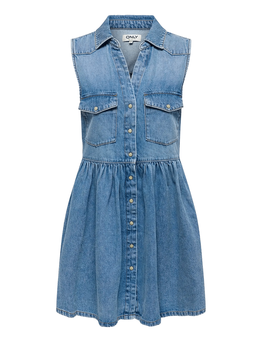 ONLY - ONLCYRUS SL SHORT DNM DRESS AKM - robes chemises - medium blue denim - 1