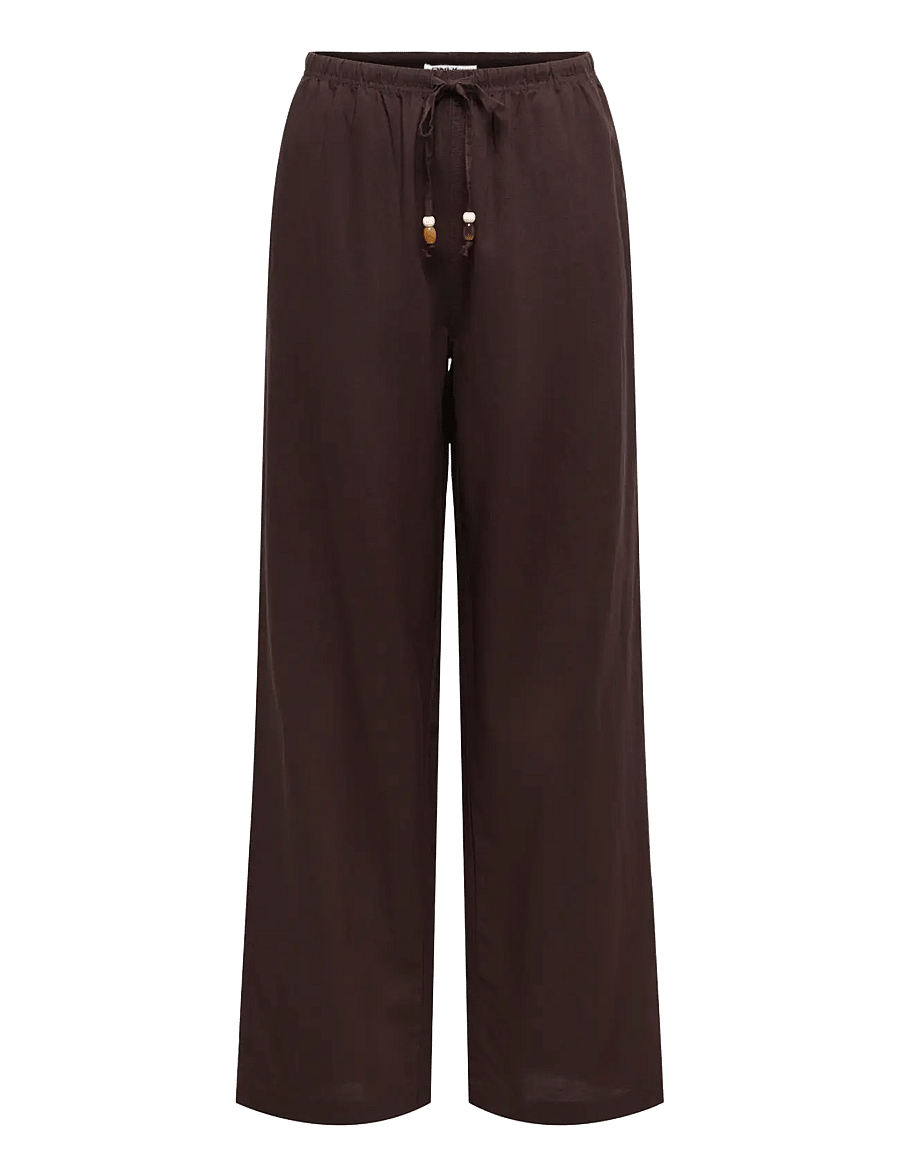 ONLY - ONLISOLA MW PULL-UP WIDE PANT PNT - hosen mit weitem bein - coffee bean - 1