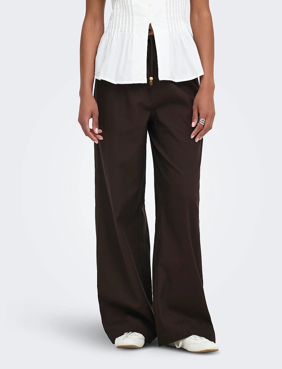ONLY - ONLISOLA MW PULL-UP WIDE PANT PNT - hosen mit weitem bein - coffee bean - 0