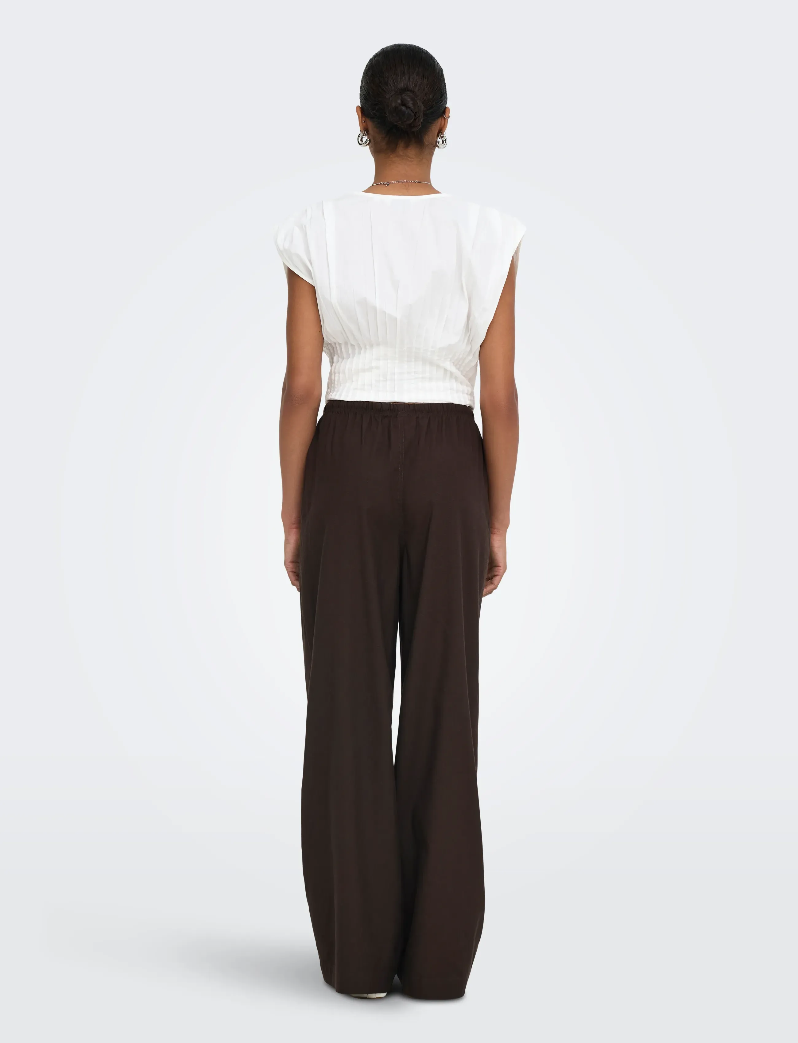 ONLY - ONLISOLA MW PULL-UP WIDE PANT PNT - coffee bean - 3