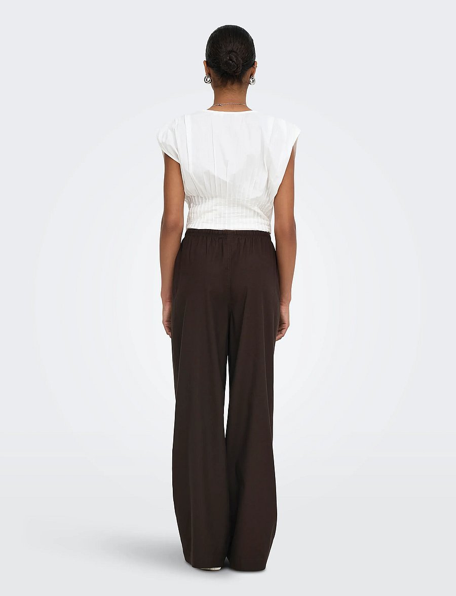 ONLY - ONLISOLA MW PULL-UP WIDE PANT PNT - hosen mit weitem bein - coffee bean - 3