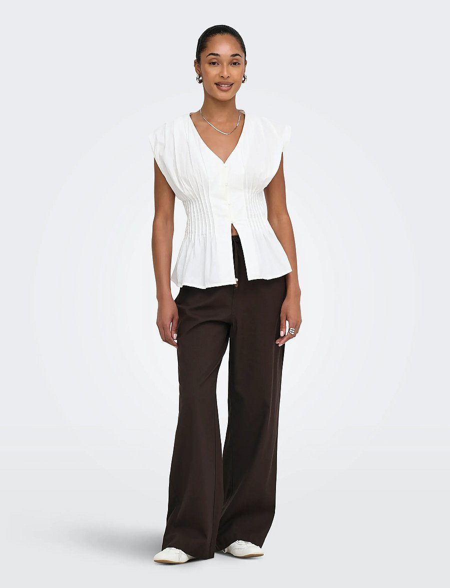 ONLY - ONLISOLA MW PULL-UP WIDE PANT PNT - hosen mit weitem bein - coffee bean - 4