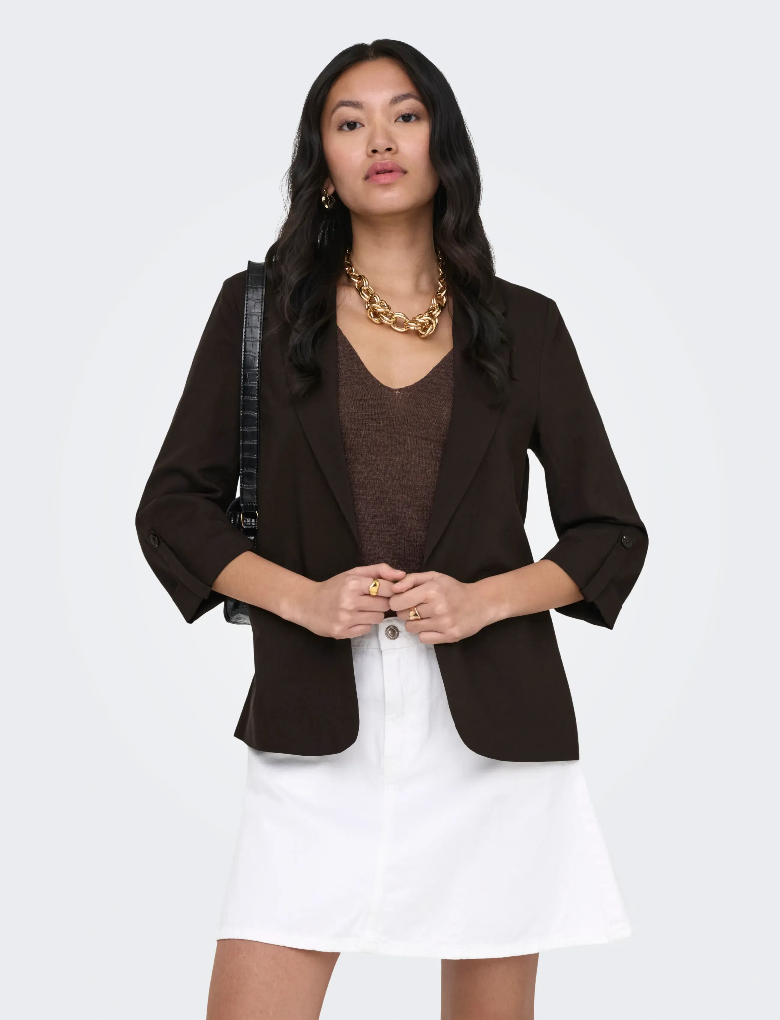 ONLY Onlcaro-Isola 3/4 Blazer Tlr, M, Blazer, Braun - Single Breasted Frauen