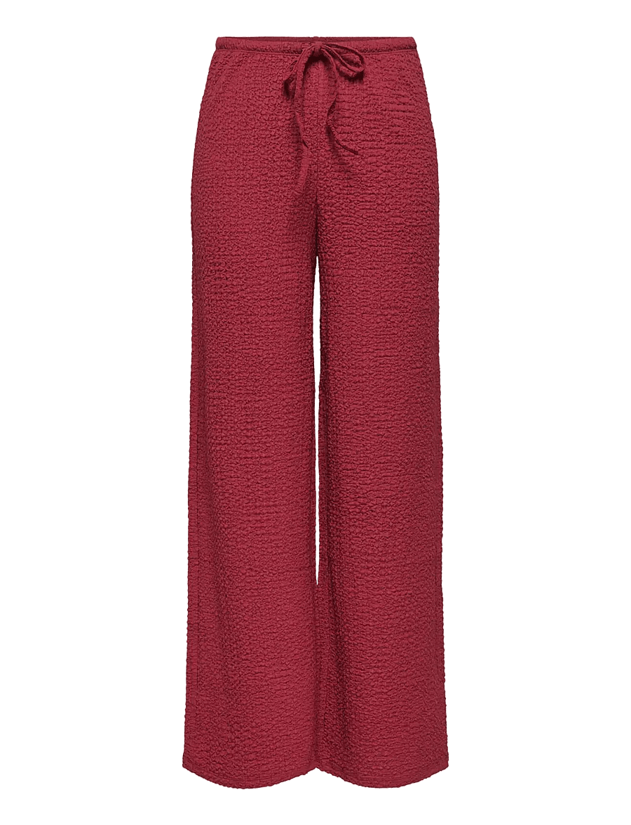 ONLY - ONLERIKKA HW WIDE CRINKLE PANT PNT - bukser med brede ben - brick red - 1