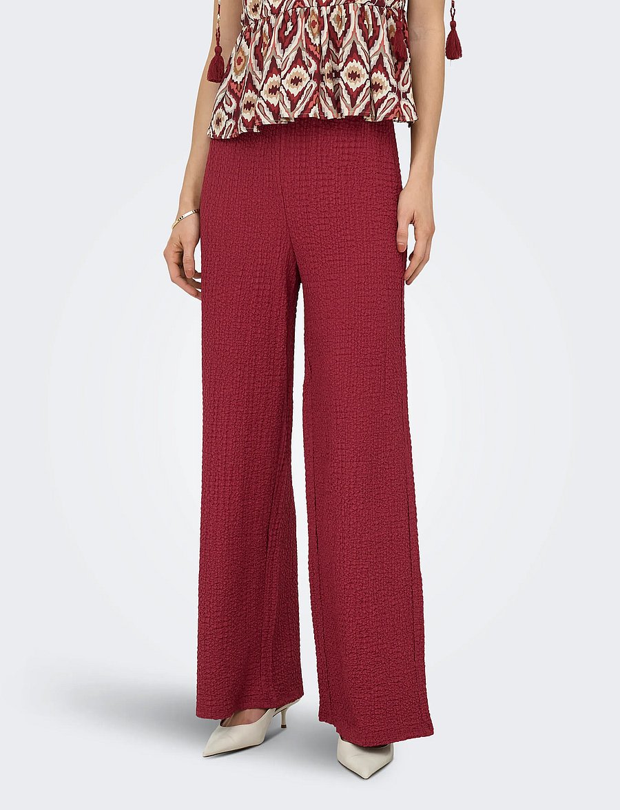 ONLY - ONLERIKKA HW WIDE CRINKLE PANT PNT - bukser med brede ben - brick red - 0