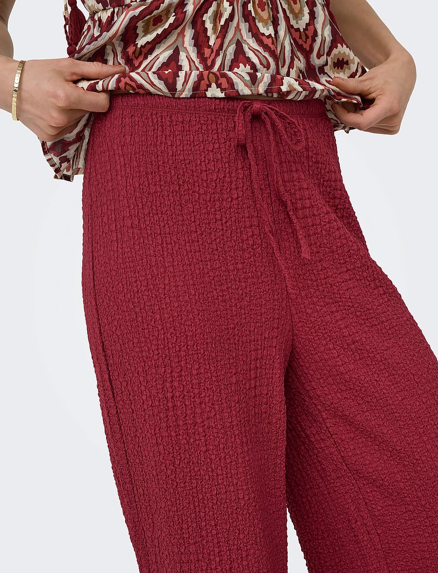 ONLY - ONLERIKKA HW WIDE CRINKLE PANT PNT - bukser med brede ben - brick red - 5