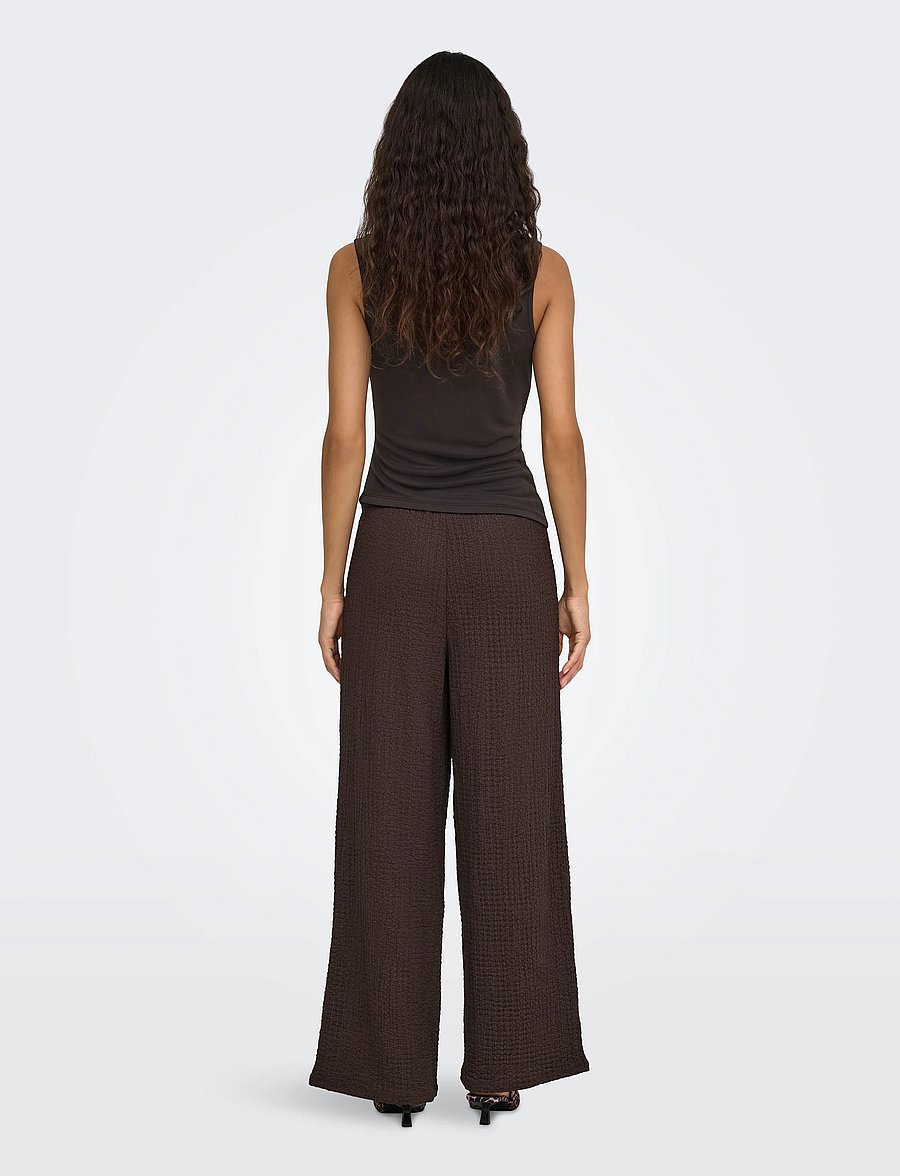 ONLY - ONLERIKKA HW WIDE CRINKLE PANT PNT - laia säärega püksid - coffee bean - 3