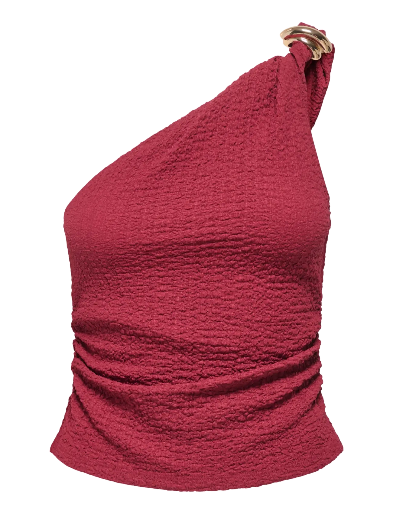 ONLY ONLERIKKA ASSYMETRIC CRINKLE TOP PNT - T-Shirts & Tops - BRICK RED / red