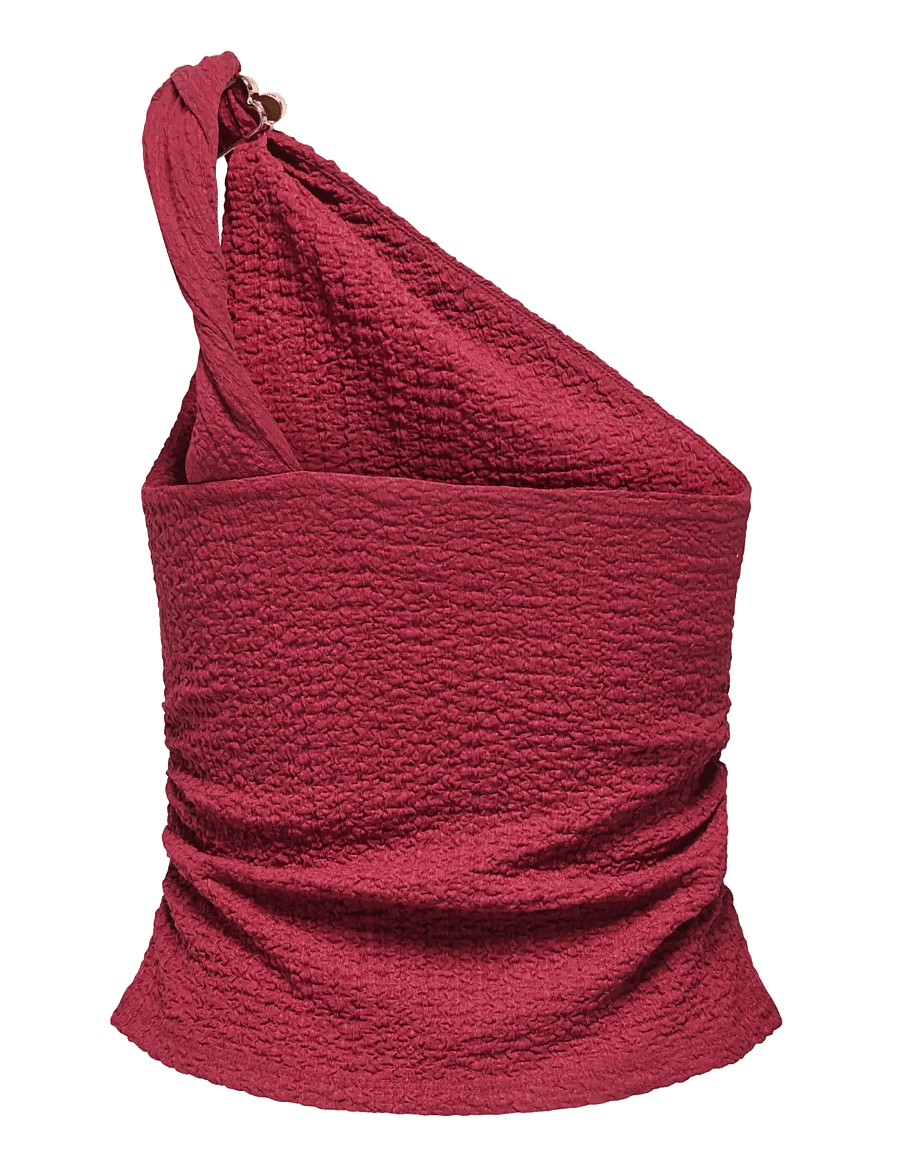 ONLY - ONLERIKKA ASSYMETRIC CRINKLE TOP PNT - Ärmellose tops - brick red - 2