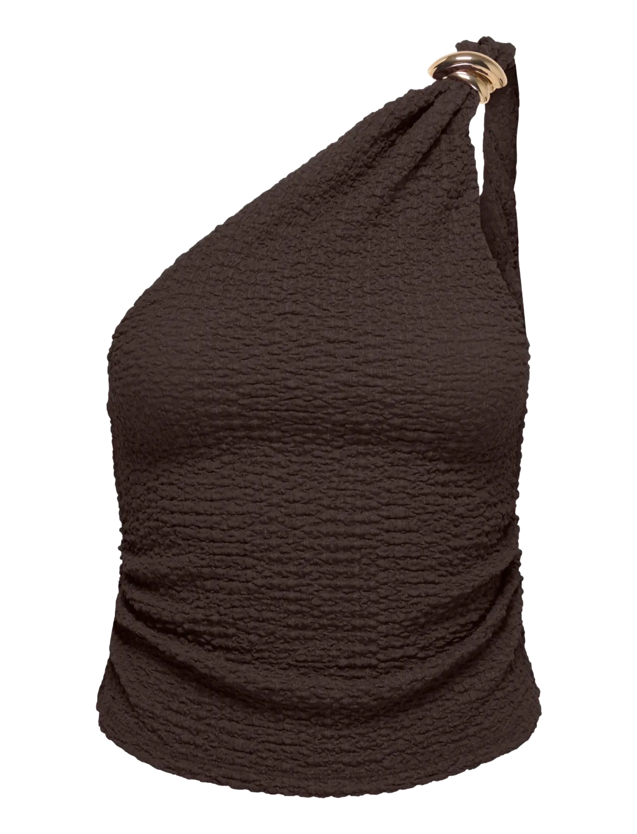 ONLY ONLERIKKA ASSYMETRIC CRINKLE TOP PNT - T-Shirts & Tops - COFFEE BEAN / brown