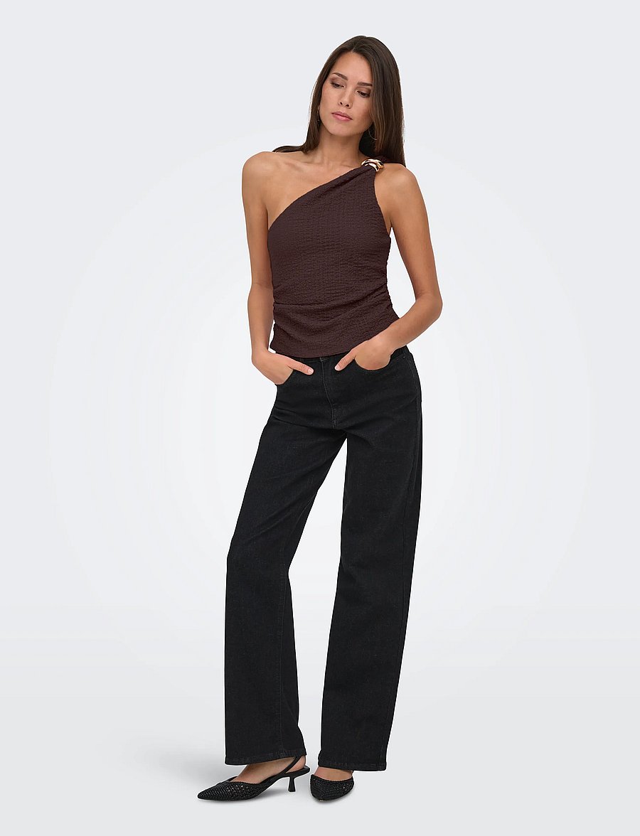 ONLY - ONLERIKKA ASSYMETRIC CRINKLE TOP PNT - varrukateta topid - coffee bean - 4