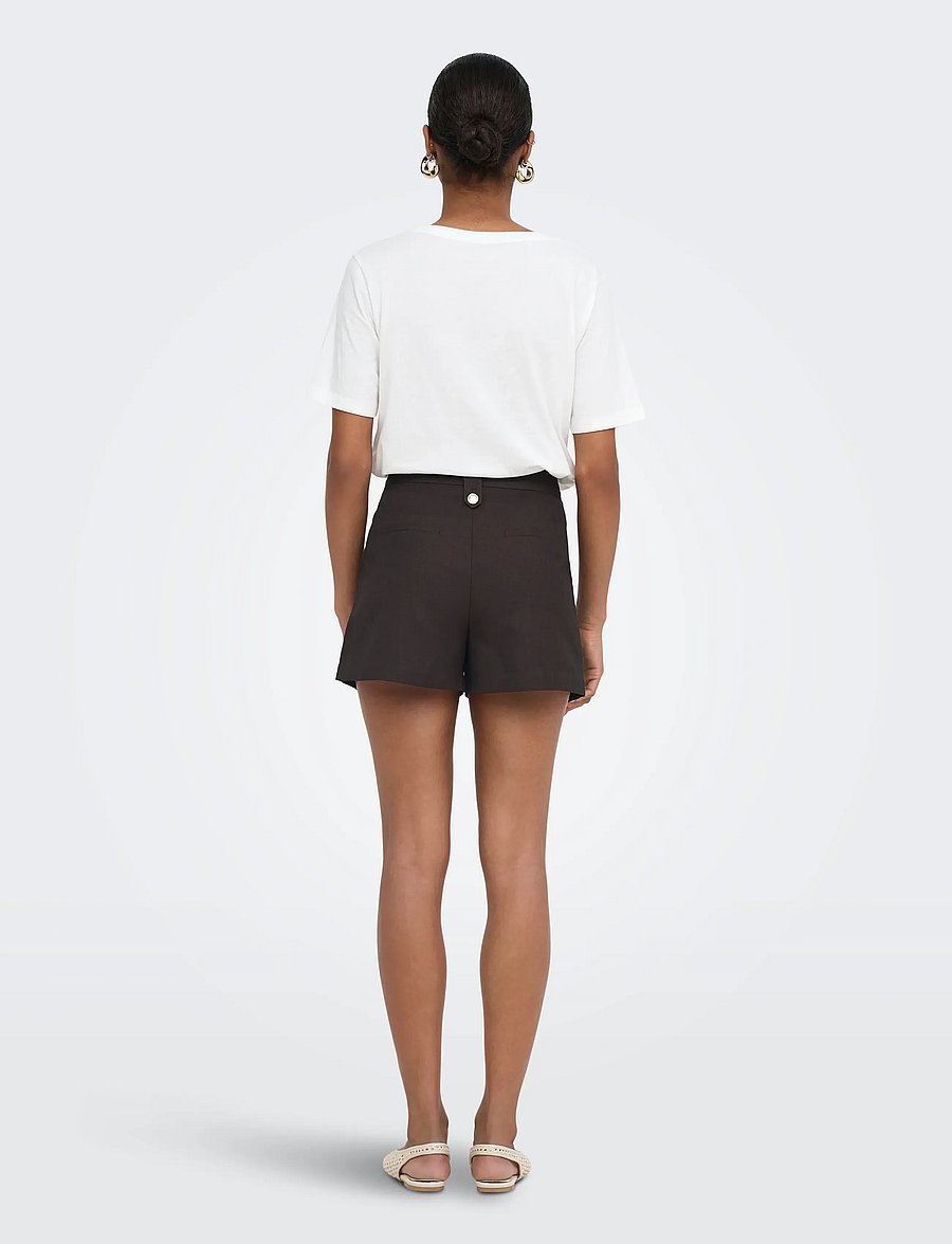 ONLY - ONLBAIA HW LINEN BL SHORTS TLR - casual shorts - coffee bean - 3