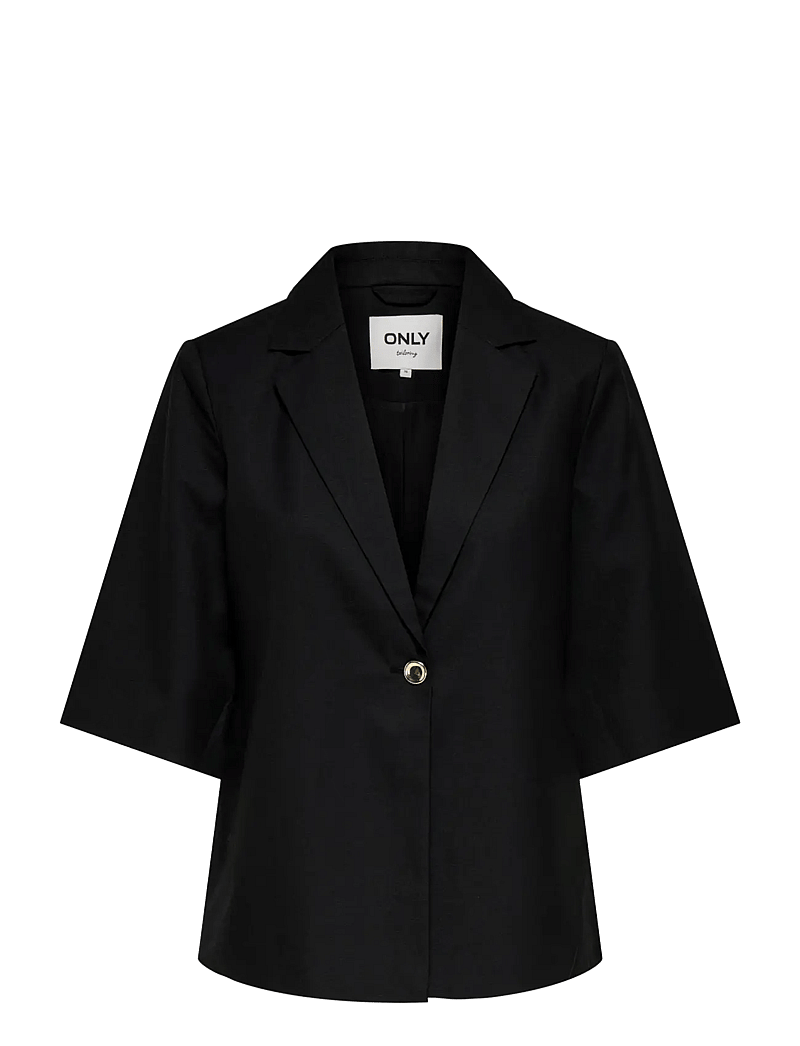 ONLY - ONLBAIA 2/4 LINEN BL BLAZER TLR - enkeltradede blazere - black - 1